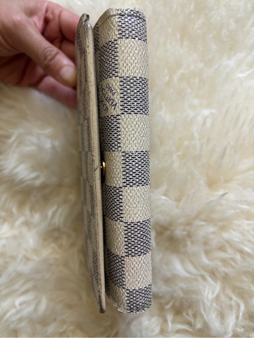 Louis Vuitton Tresor--Damier Azur Canvas Beige Checkered Small Wallet - Picture 5 of 9